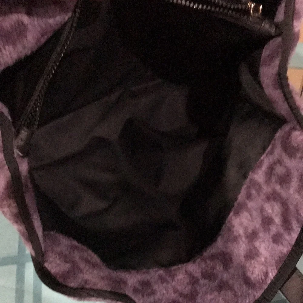 Kate Spade Morley Purple Leopard Large Fuzzy Soft Tote Bag